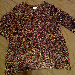 Multi colored long crew neck sweater